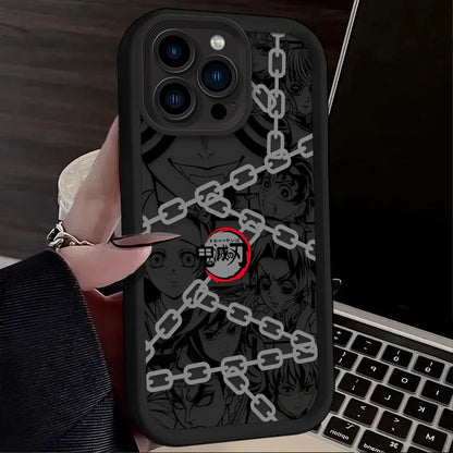 Demon Slayer Anime Line Art Cool Soft Phone Case for IPhone 17 Air 16 16E 15 14 13 12 11 Pro Max X XS X S Max XR SE 2020 SE4 7 8
