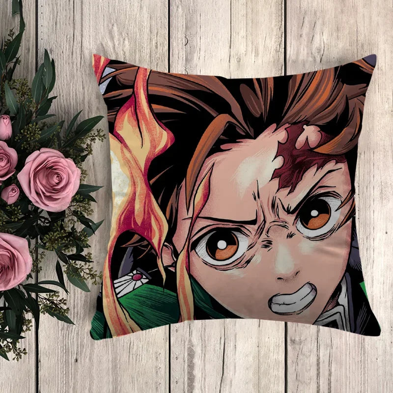 Pillow Demon Slayer Cushion Cover 45*45 Pillowcase Decorative Pillows for Sofa Pilow Cases Pillowcases 50x50 Car Decoration Body