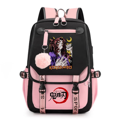Demon Slayer Anime Print Backpack for Girls Casual School Bookbag Lightweight Teen Travel Rucksack