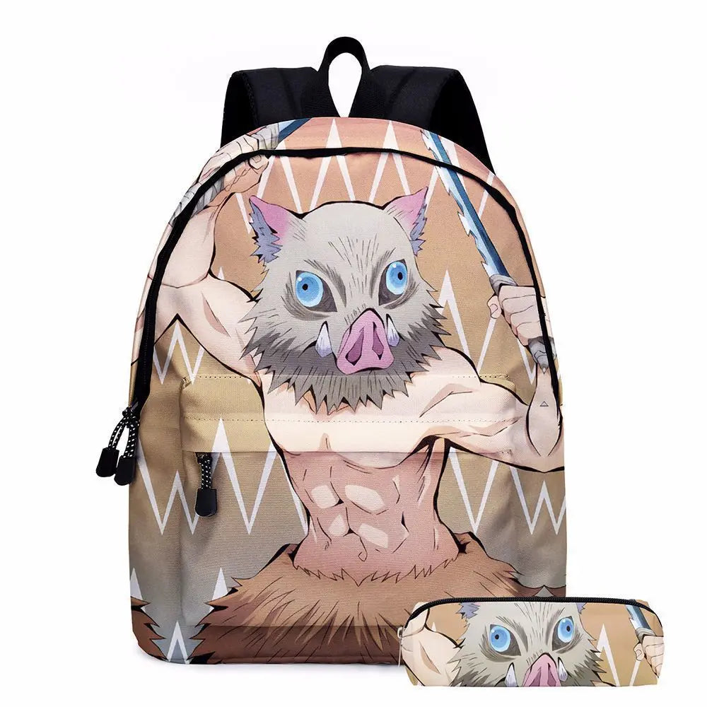Anime Demon Slayer Series Tanjirou Nezuko Zenitsu Kochou Shinobu Backpack School Bag School Bag Student Pen Case Set Cute Gift
