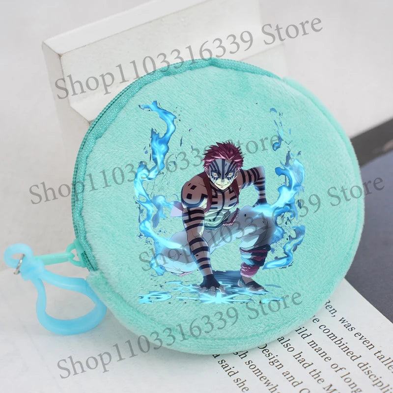 Demon Slayer Coin Purse Anime Figure Tanjiro Nezuko  Giyu Tomioka Wallet Key Earphones Storage Pouch Cute Round Mini Zero Wallet