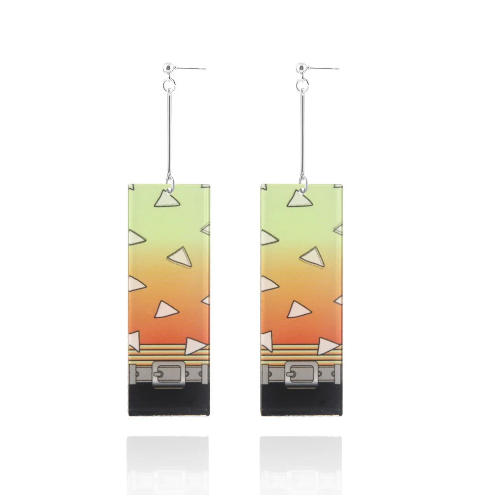 Creative Trinket Acrylic Tanjiro Earrings for Women Girl Accessories Handmade Hoop Earring Anime Jewelry earrings pendientes