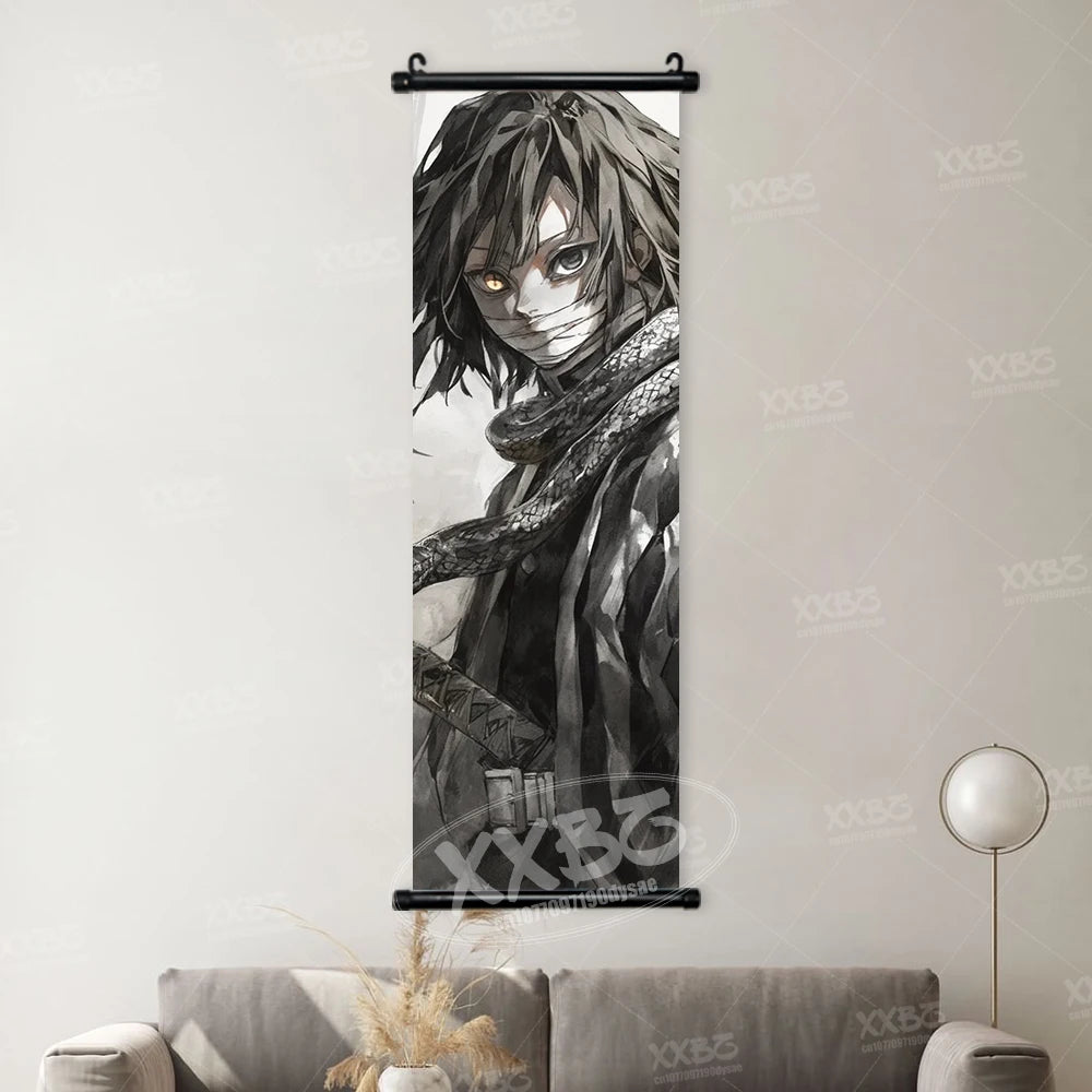 Demon Slayer Poster Home Decor Hashibira Inosuke Canvas Scrolls Picture Agatsuma Zenitsu Wall Art Kamado Nezuko Hanging Painting