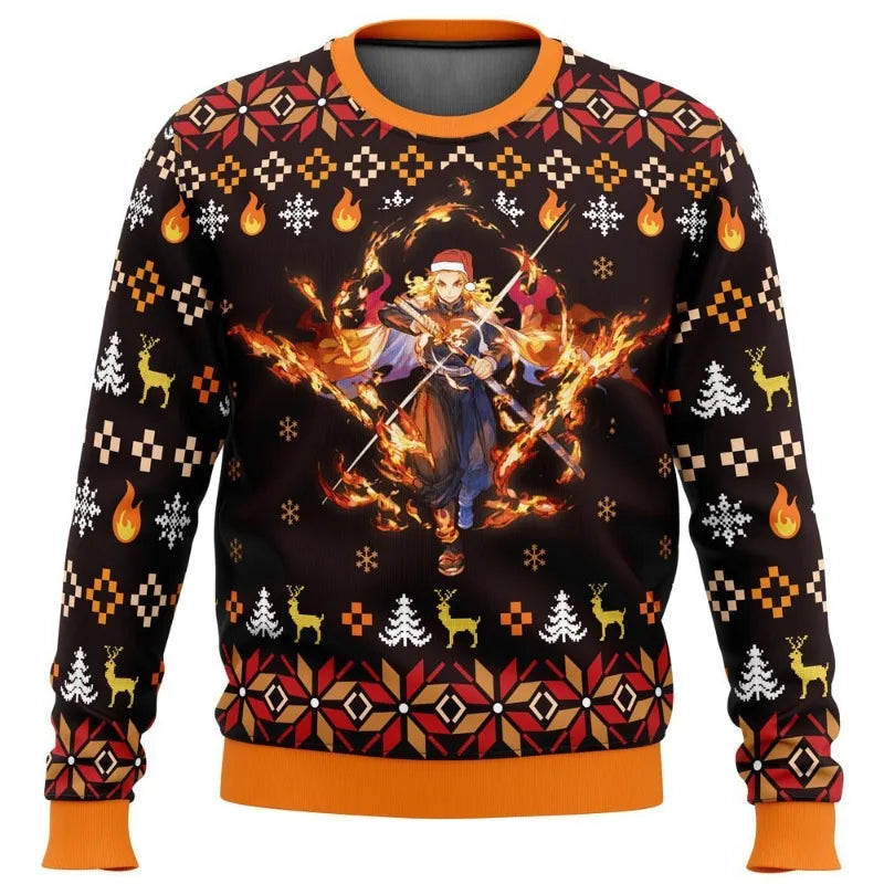 Demon Slayers Winter Christmas Series Blade Round Neck Hoodie Printed Imitation Sweater Knitted Daily Necessities