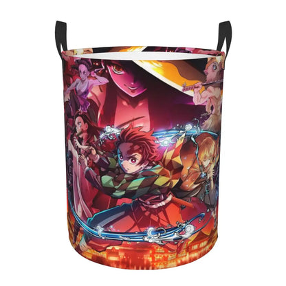 Custom Demon Slayers Anime Laundry Basket Collapsible Kimetsu No Yaiba Toy Clothes Hamper Storage Bin for