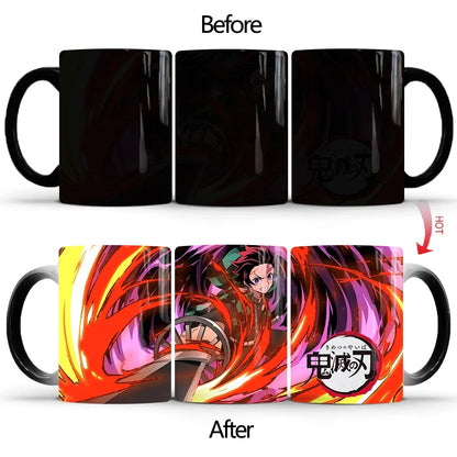 Demon Slayer Discoloration Mug Kimetsu No Yaiba Color Changing Cup Anime Ceramic Coffee Cup Heat Sensitive Milk Tea Mugs Novelty