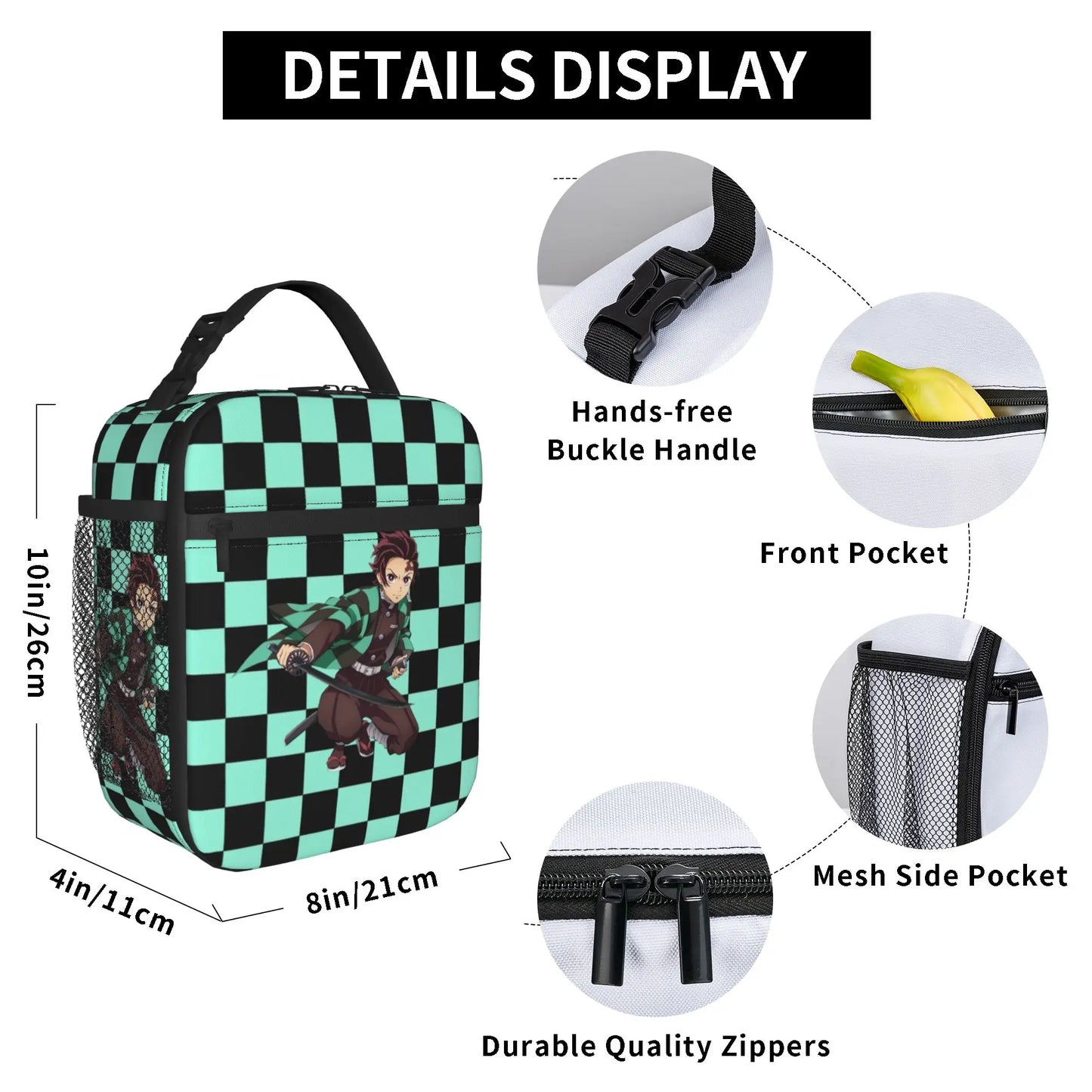 D-Demons Slayers Portable Lunch Box Multifunction Kimetsus No Yaibas Cooler Thermal Food Insulated Lunch Bag School Student