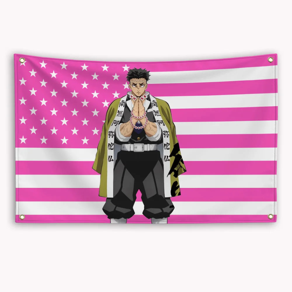Anime Demon Slayer American Flag Rengoku Kyoujurou Kochou Shinobu Banner Advertising Home Decor Items Tapestry Garage Flags Hang