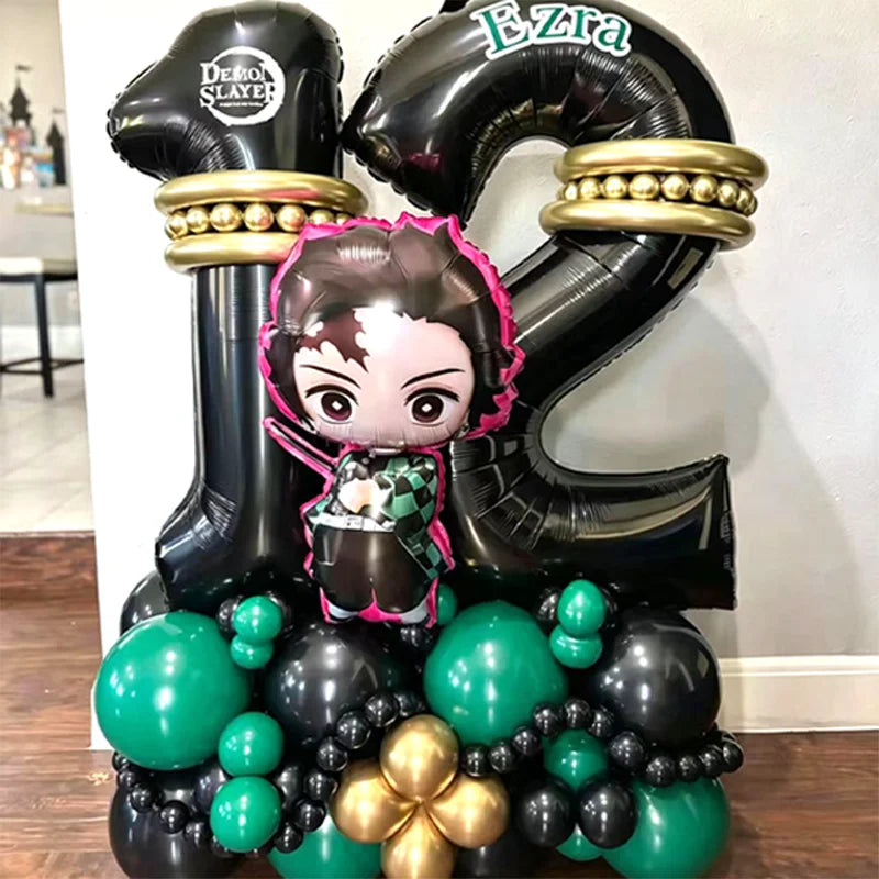 Premium Demon Slayer Theme Balloon Arch Garland Kit Anime Balloon Chain Set Birthday Party Baby Shower Decor