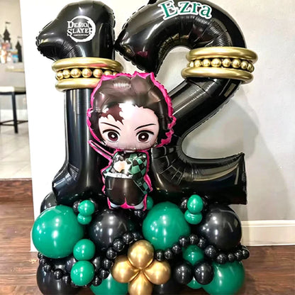 Premium Demon Slayer Theme Balloon Arch Garland Kit Anime Balloon Chain Set Birthday Party Baby Shower Decor