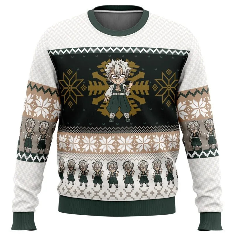 New Demon Slayers  inter Christmas Series Blade Round Neck Hoodie Printed Imitation Sweater Knitted Decorative Daily Necessit