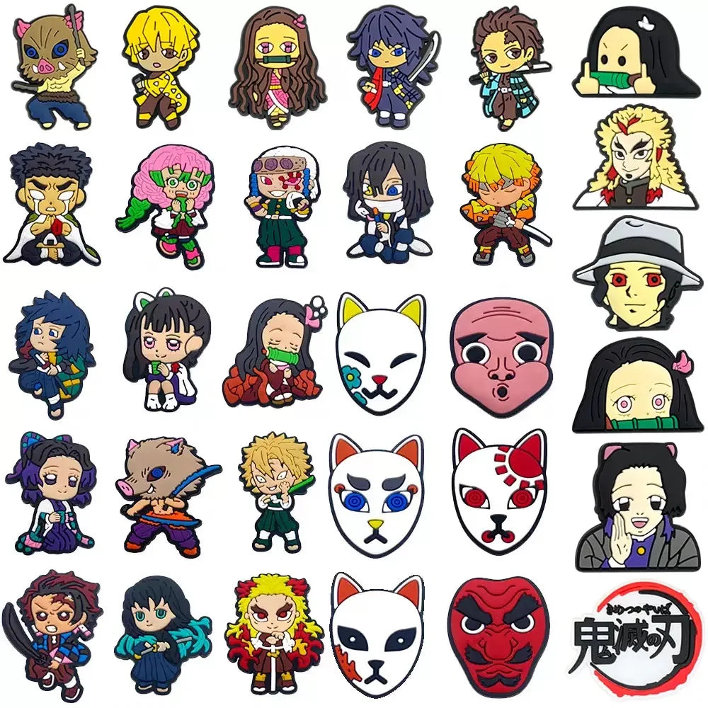 11-31pcs Hot Toys Japanese Popular Manga Demon Series Shoe Charms Cartoon Clog Sandal Shoes Accessories Decoration Kids Gifts