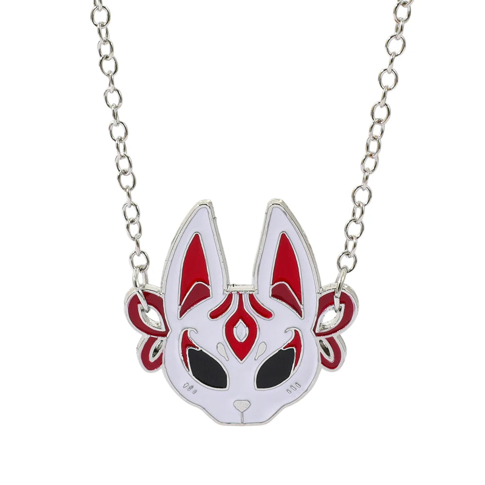 Demon Slayer fox Mask Pendant Necklace, Demon Slayer Pendant Accessory Suitable for Cosplay Accessories
