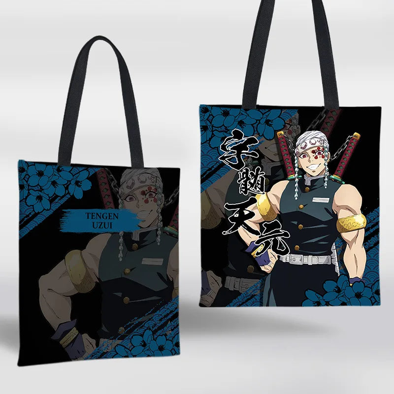 Demon Slayer Mini Shoulder Bag Tanjirou Nezuko Tote Bag Anime Canvas Backpack for Travel Hand-Painted Tote Bag Simple Style Gift