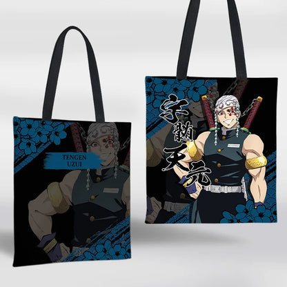 Demon Slayer Mini Shoulder Bag Tanjirou Nezuko Tote Bag Anime Canvas Backpack for Travel Hand-Painted Tote Bag Simple Style Gift