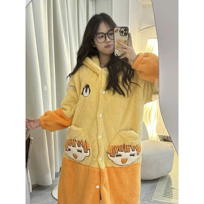 Demon Slayer anime creative Zenitsu Zenitsu winter coral velvet nightgown two-dimensional thickened velvet home clothes set gift
