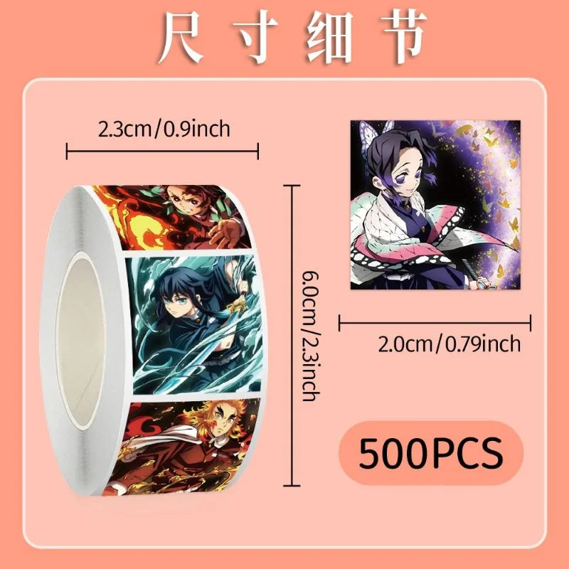 500pcs Demon Slayer stickers cute cartoon anime Kimetsu no Yaiba cool DIY journal cup decoration stickers boys graffiti toy gift