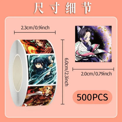 500pcs Demon Slayer stickers cute cartoon anime Kimetsu no Yaiba cool DIY journal cup decoration stickers boys graffiti toy gift