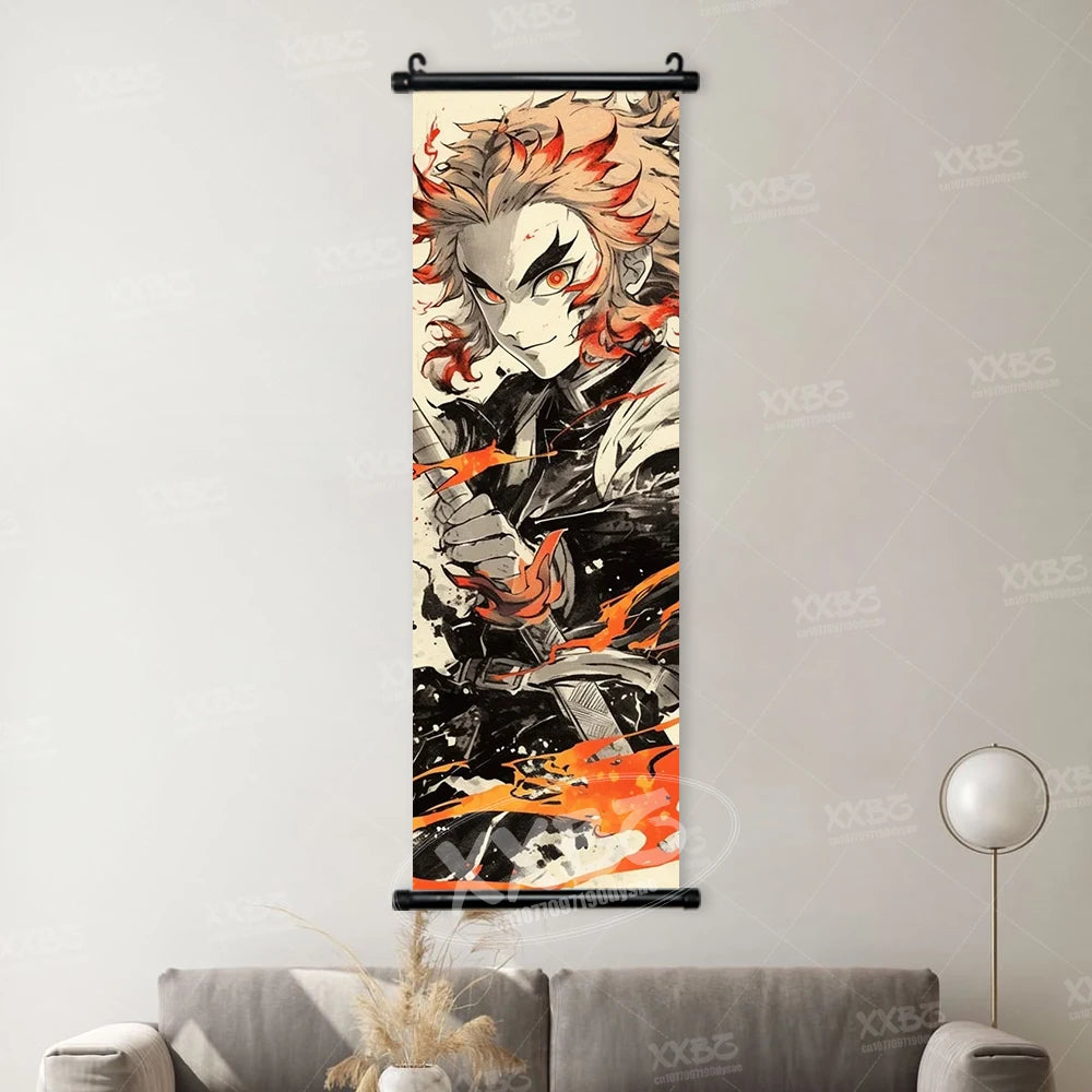 Demon Slayer Poster Home Decor Hashibira Inosuke Canvas Scrolls Picture Agatsuma Zenitsu Wall Art Kamado Nezuko Hanging Painting