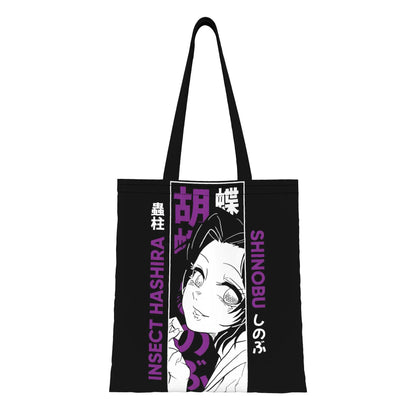 1PC Shinobu Kocho Cloak Canvas Tote Bag Demon Slayer Anime Handbag Outdoor Handbag Trendy Tote