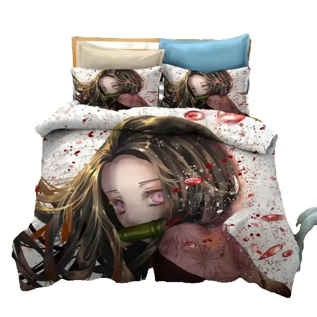 3D Demon Slayer Bedding Set All Season Duvet Cover Set Bedspread Pillowcase King Queen Full Single Size Bed Linen Boys Teen Gift