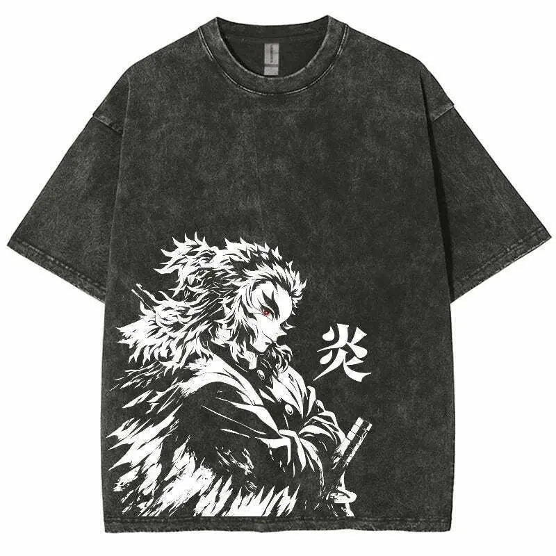 Anime Demon Slayer Graphic T Shirt Men's Clothing Women Washed Short Sleeve Tee Print Streetwear Casual Tops 2026 Summer Fashion