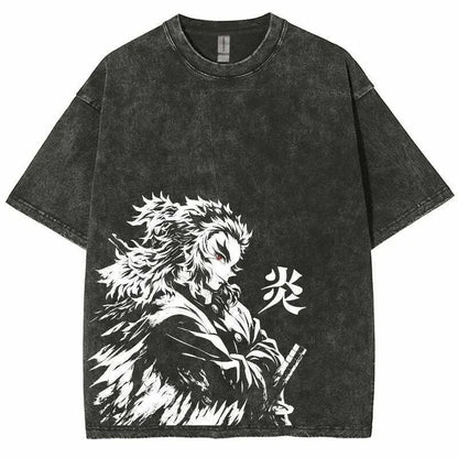 Anime Demon Slayer Graphic T Shirt Men's Clothing Women Washed Short Sleeve Tee Print Streetwear Casual Tops 2026 Summer Fashion