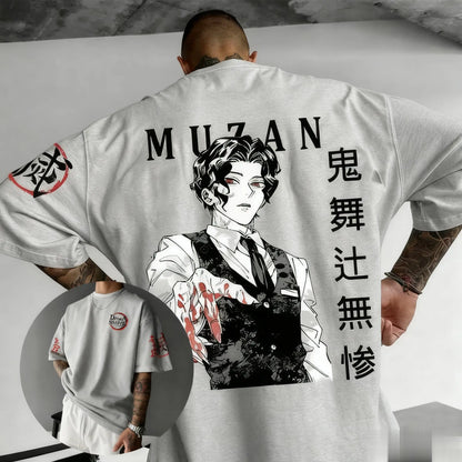 Muzan Demon Slayer Anime Printed T-shirt Men's and Women's T-shirt Men's Top Sports T-shirt Men's T-shirt Summer Tee 2026 New