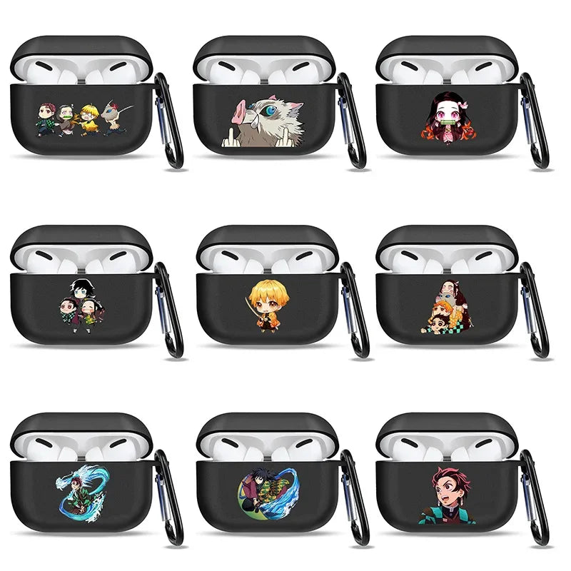Anime Demon Slayer Earphone Protective Case for Apple AirPods 1 3 4 Pro 2 Bluetooth Earphones Protective Shell Cover Toys Gifts