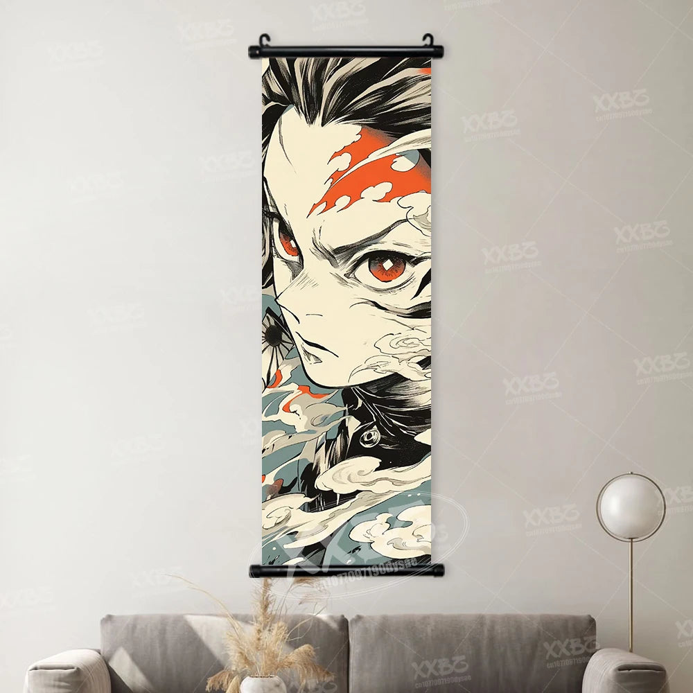 Demon Slayer Poster Home Decor Hashibira Inosuke Canvas Scrolls Picture Agatsuma Zenitsu Wall Art Kamado Nezuko Hanging Painting