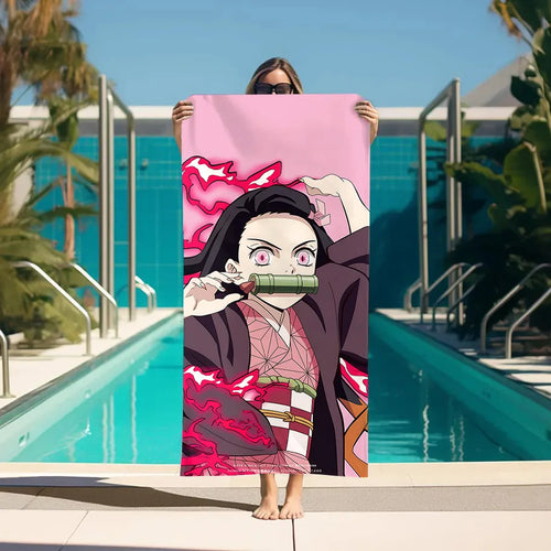 Beach Towels Demon Slayer Bathroom For Bath Sauna Personal Care Large Bath Towel Turban for Hair Drying Bathroom Set Accessories