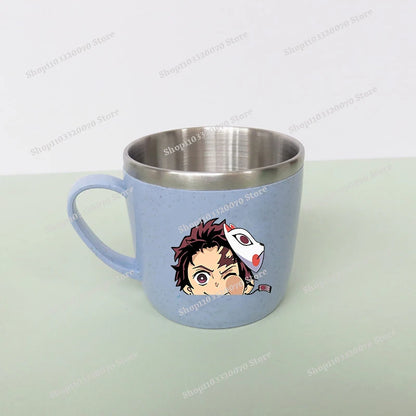 Demon Slayer Kimetsu No Yaiba Double Layer Anti-scalding Water Cup Anime 304 Stainless Steel Milk Mug Anti Drop Water Glass Gift
