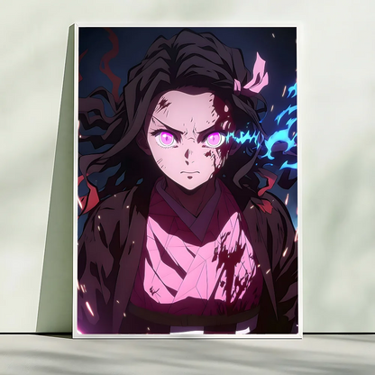 Demon Slayer Nezuko Kamado Cartoon Poster HD Art Sticky Wall Waterproof Home Living Room Bedroom Bar Aesthetic Decoration