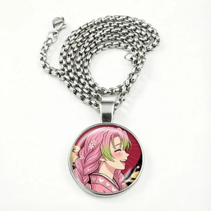 Demon Slayer Necklace for Women Cute Nezuko Jewelry Time Gem Pendants Fashion Sweater Decoration Anime Cartoon Accessories Gift