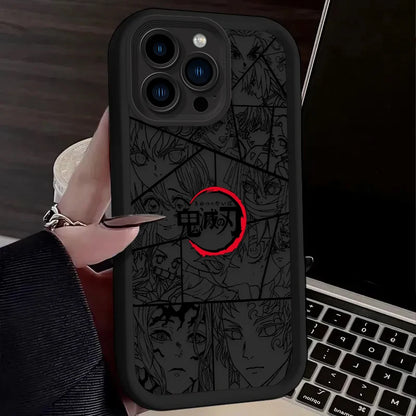 Demon Slayer Anime Line Art Cool Soft Phone Case for IPhone 17 Air 16 16E 15 14 13 12 11 Pro Max X XS X S Max XR SE 2020 SE4 7 8