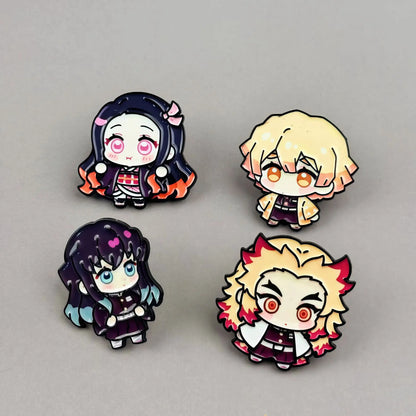 Demon Slayer Enamel Pins Kawaii Cartoon Character Brooch Clothing Backpack Lapel Badges Fashion Jewelry Accessories