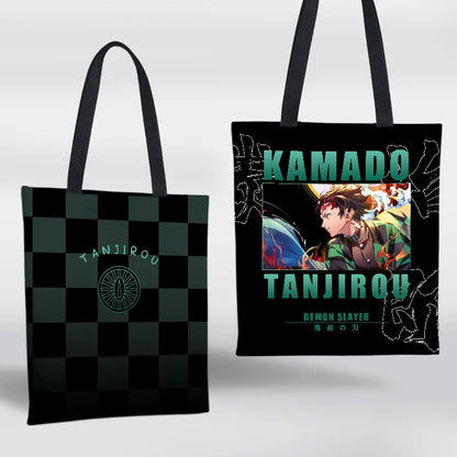 Demon Slayer Mini Shoulder Bag Tanjirou Nezuko Tote Bag Anime Canvas Backpack for Travel Hand-Painted Tote Bag Simple Style Gift