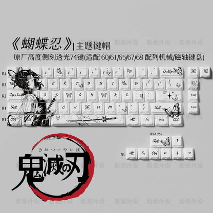 Cartoon Anime Demon Slayer Keycap PBT Material Side Transparent Cherry Height Adapt to mechanical keyboard magnetic axis keys