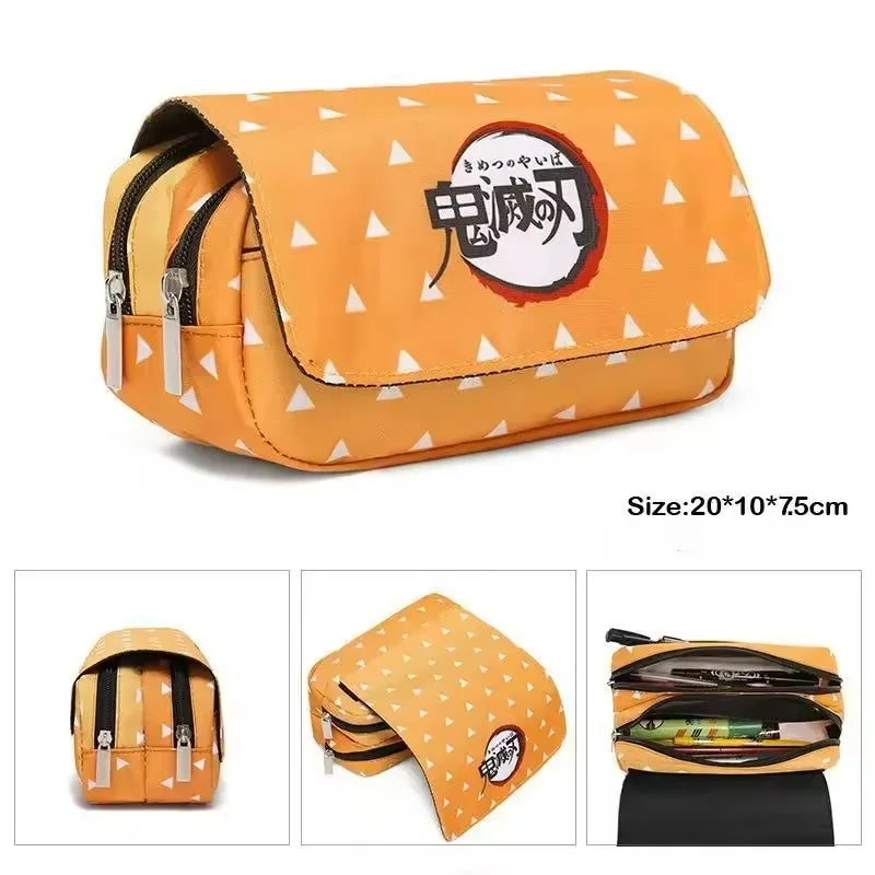 1PCS Demon Slayer  Anime Pen Bag Student Storage Bag Tanjirou Nezuko Zenitsu Giyuu Cartoon Pen Box Cute Boys Girls Pencil Case