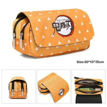 1PCS Demon Slayer  Anime Pen Bag Student Storage Bag Tanjirou Nezuko Zenitsu Giyuu Cartoon Pen Box Cute Boys Girls Pencil Case
