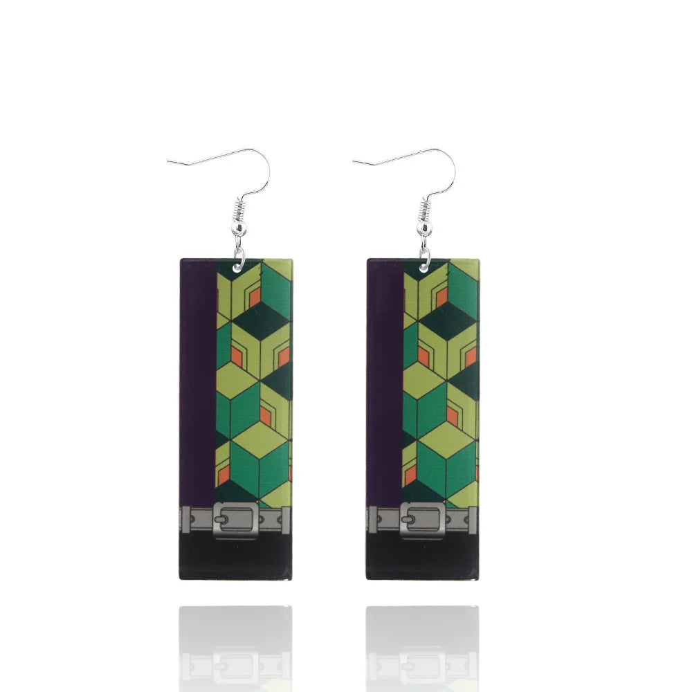 Creative Trinket Acrylic Tanjiro Earrings for Women Girl Accessories Handmade Hoop Earring Anime Jewelry earrings pendientes