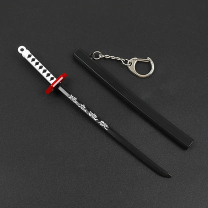 17cm Demon Slayer Keychain Nichirin Blade Model Anime Backpack Pendant Key Ring Tanjirou Zenitsu Creative Collectible Toy Gift