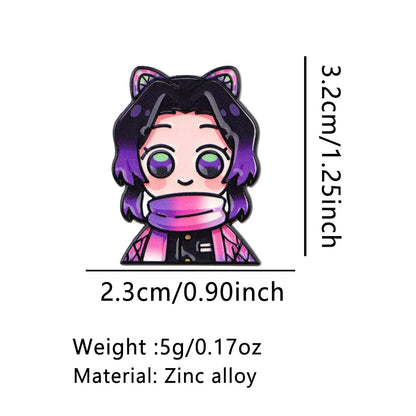 Demon Slayer Pins Kawaii Cartoon Character Brooch Clothing Backpack Lapel Badges Fashion Jewelry Accessories