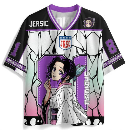 Demon Slayer Anime Series Number Jersey Oversize Daily Unisex Tops Tees Retro Korean Style Kpop Baseball Hockey Outfit T-shirt