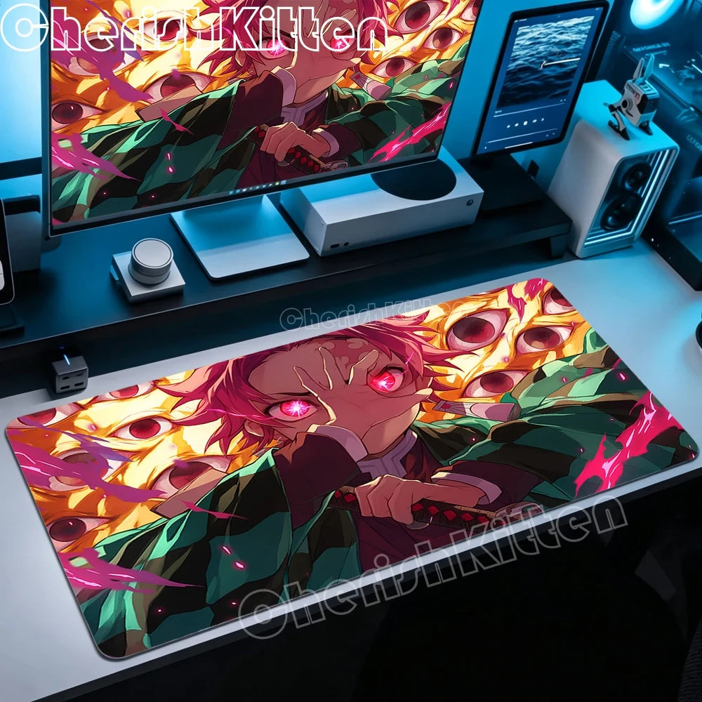 XXL Mouse Pad Large Demon Slayer Mousepad Office Computer Keyboard Gaming Table Mats for Laptop PC Anti-Slip Rubber Desk Mat