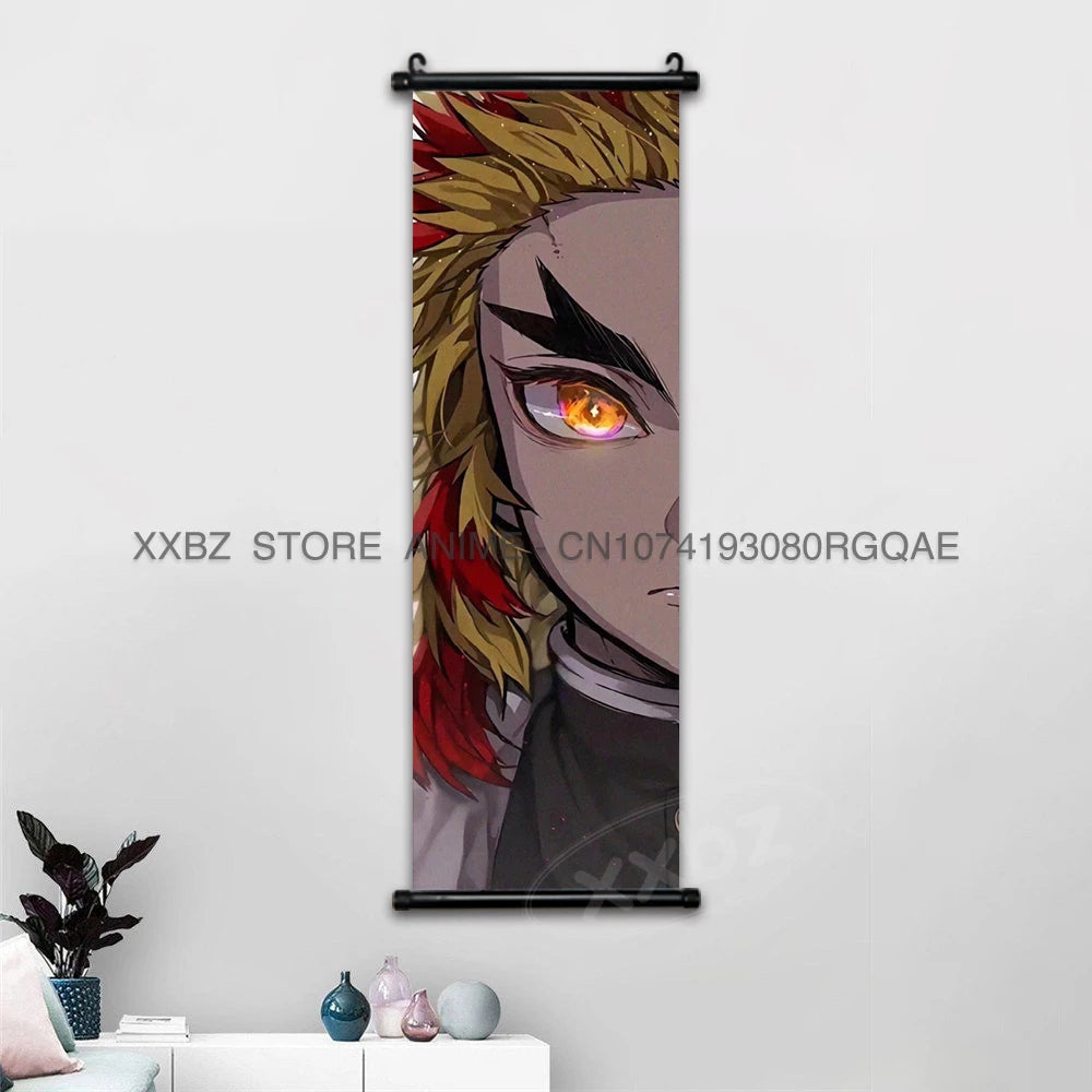 Demon Slayer Scroll Pictures Anime Poster Kochou Shinobu Home Decor Prints Wall Art Canvas Hanging Painting For Living Room Gift