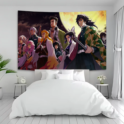 Anime Demon Slayer Colorful Tapestry Wall Hanging Bohemian Wall Tapestries Mandala Wall Art Decor