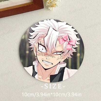 Cartoon Character Shinazugawa Sanemi Wood Coasters Round Coaster Non-slip Heat Insulation Coffee Mats Home Accessories Kitchen