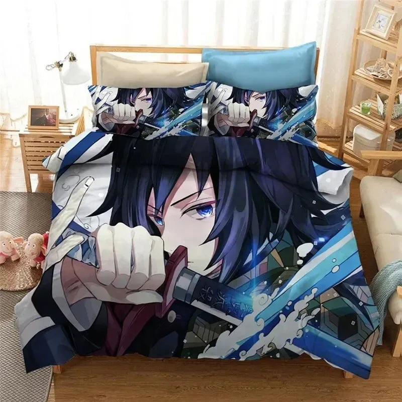 3D Demon Slayer Bedding Set All Season Duvet Cover Set Bedspread Pillowcase King Queen Full Single Size Bed Linen Boys Teen Gift