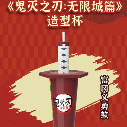 Original 32oz Demon Slayer Straw Cup Popcorn Bucket Demon Slayer Kamado Tanjirou Tomioka Giyuu Anime Peripheral Gifts Cup